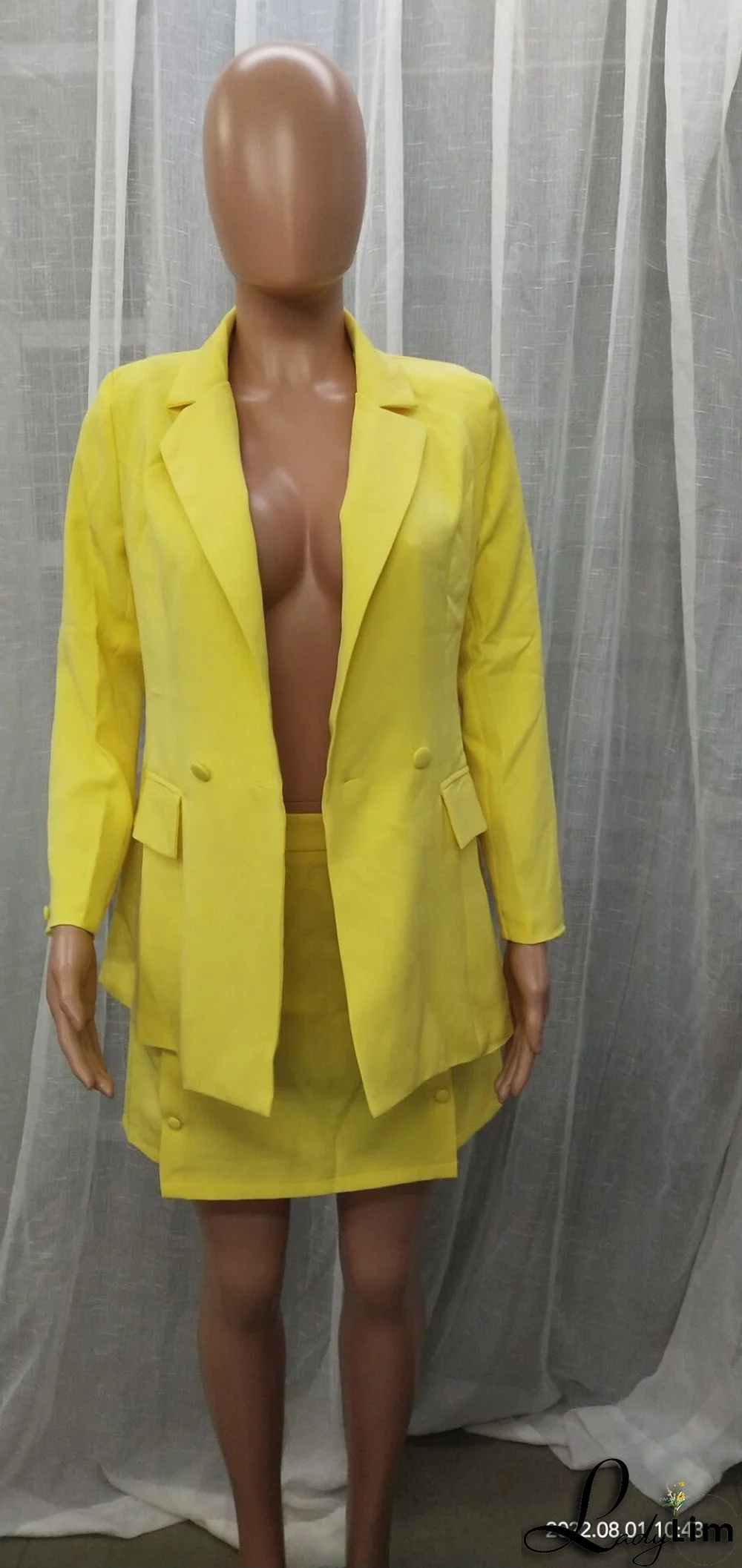Solid Color Suit Blazer Coat Skirt Two Piece