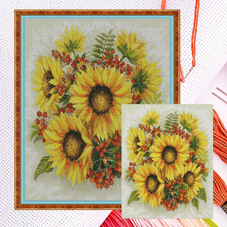 Joy Sunday-Sunflower Bouquet 4 (52*63cm) 14CT Counted Cross Stitch gbfke