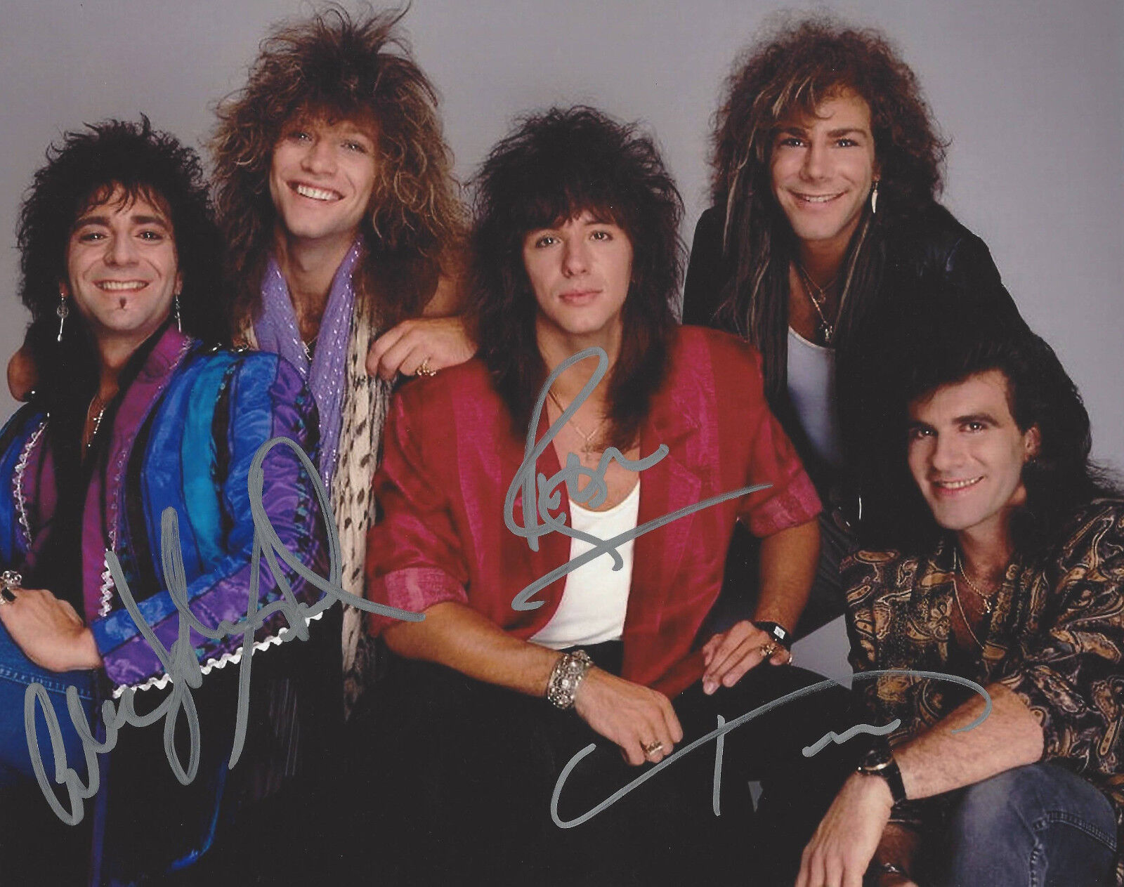 BON JOVI BAND SIGNED AUTHENTIC 8X10 Photo Poster painting w/COA X3 ALEC JOHN SUCH RICHIE SAMBORA