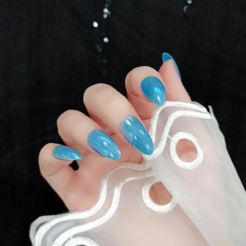 Fake Nails Nail Art Tips Press on False Tipsy withGlue Coffin Stick Designs Display Set Full Cover Artificial Detachable Mirror-Nail Inspo