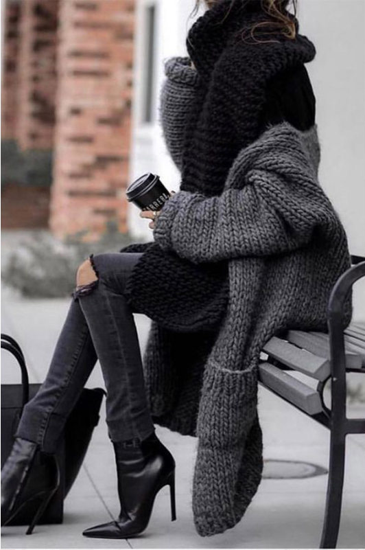 Fashion Casual Solid Color Cardigan