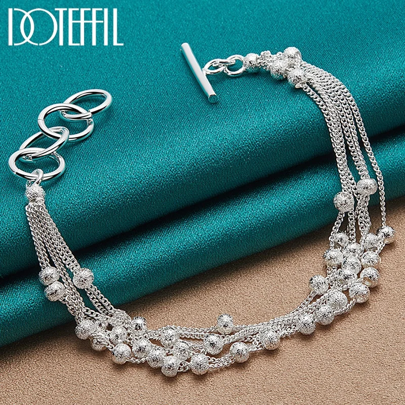 925 Sterling Silver Matte Bead Ball Chain Grapes Bracelet For Woman Jewelry