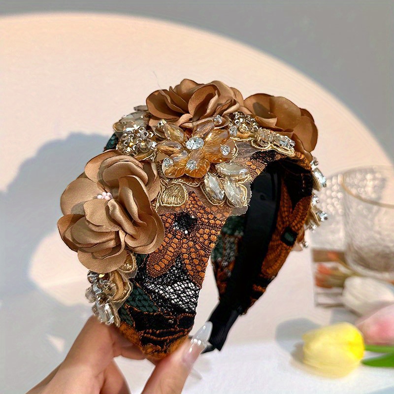 1pc ladies handmade fabric flower fashion retro headband