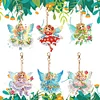 6Pcs Double Side Diamond Art Keyring Keychain Pendant for Home Decor (Cute Elfs)