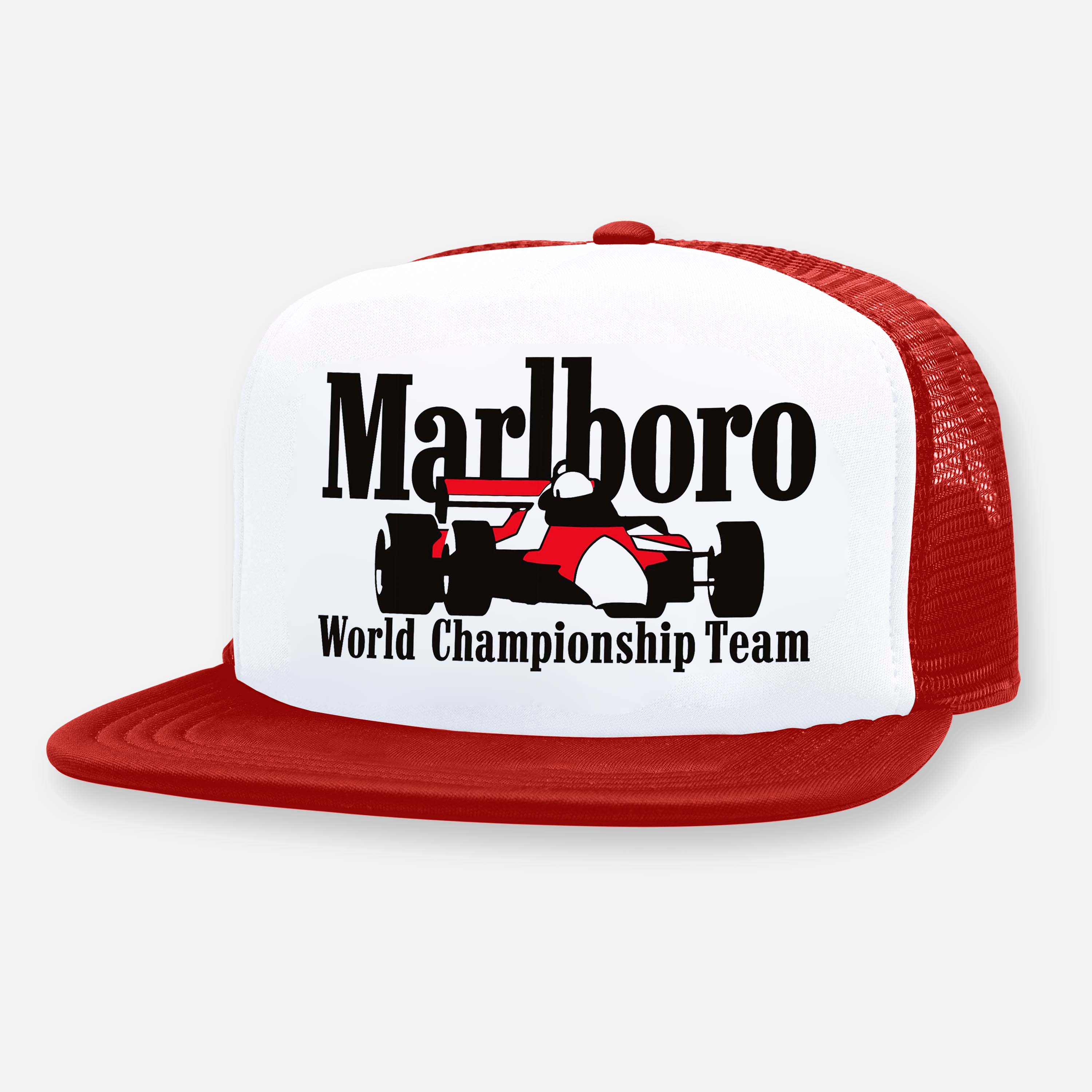 Racing Print Flat Brim Baseball Cap Mesh Panel Hat / TECHWEAR CLUB / Techwear