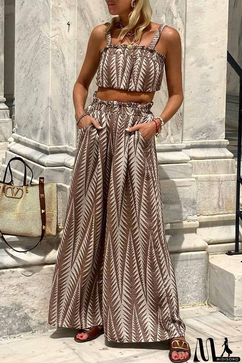 MidiSono - Casual College Geometric Print Patchwork Sleeveless Two Pieces