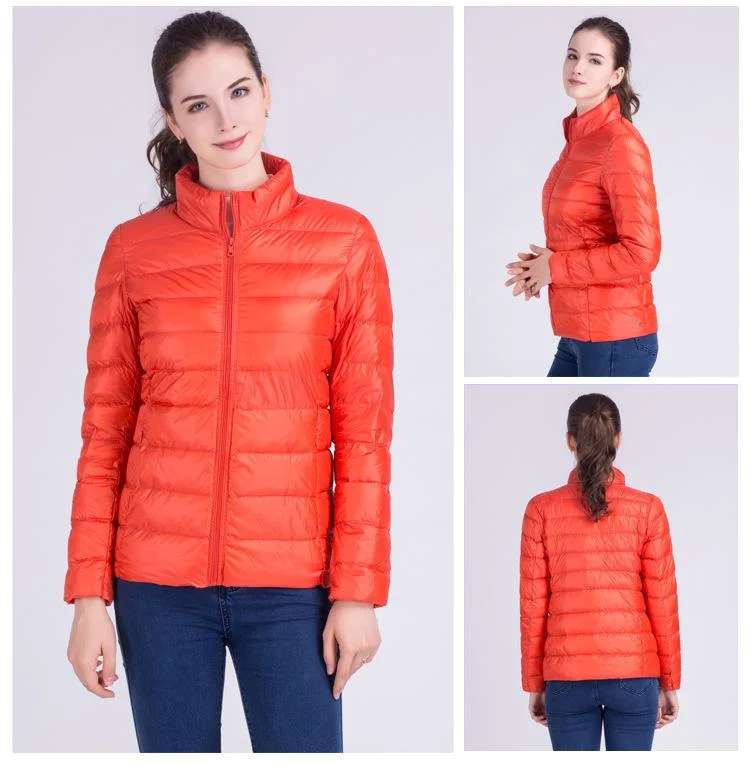 Ftlzz New Autumn Winter Women Ultra Light White Duck Down Jackets Candy Color Slim Short Design Warm Down Coats