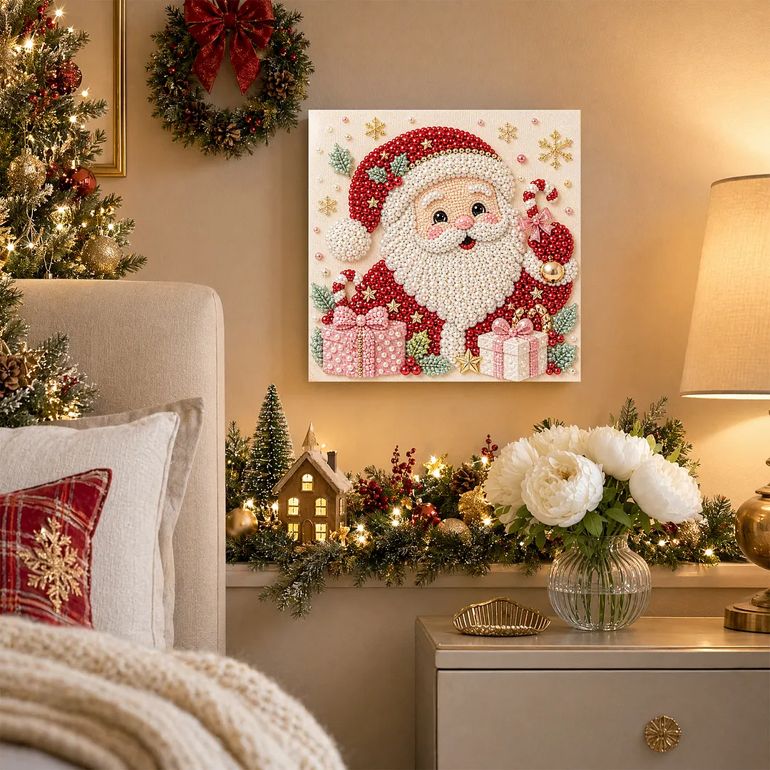 Pearl Painting Kit for Adults Framed Santa 7.87x7.87in