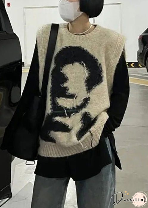 Jacquard Green O Neck Cozy Knit Waistcoat Sleeveless