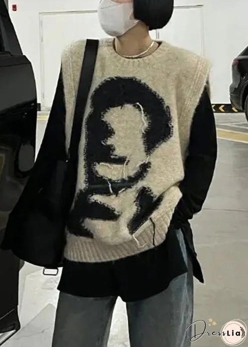 Jacquard Green O Neck Cozy Knit Waistcoat Sleeveless