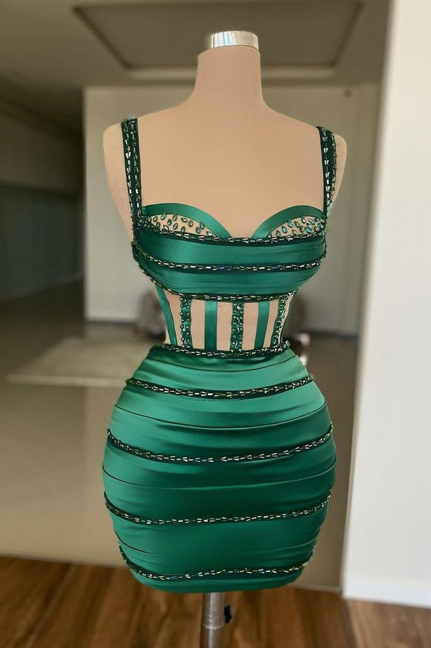 Straps Sweetheart Sleeveless Short Homecoming Dress With Beading HC0158