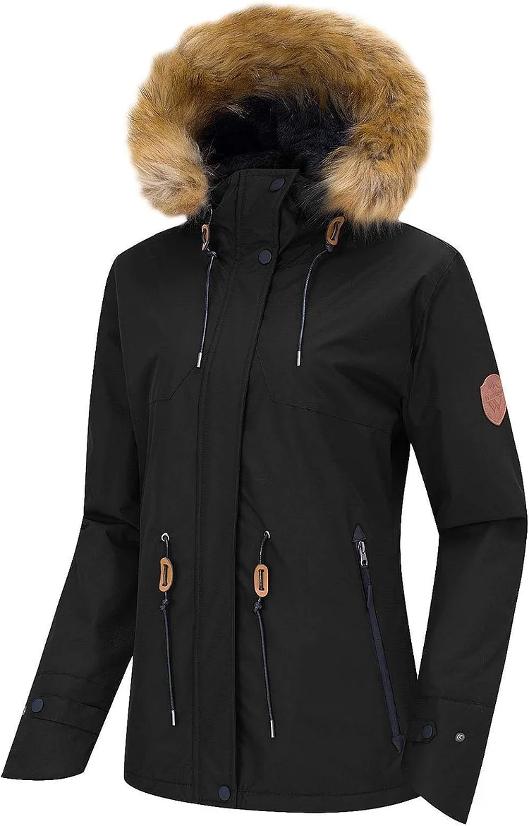  Women's Waterproof Ski Jacket Hooded Winter Snow Coat Mountain Snowboarding Jackets Insulated Fleece Parka