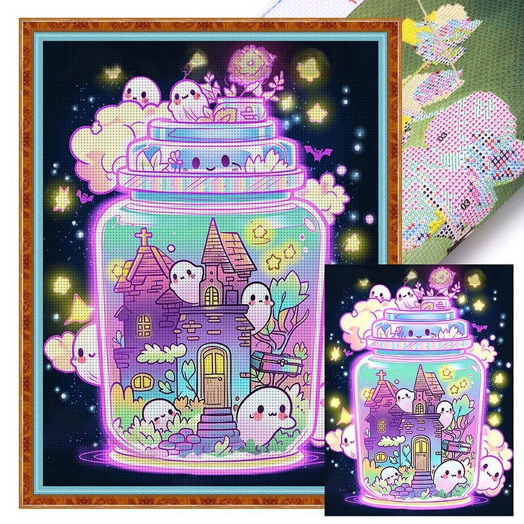 【Yishu Brand】Cute Ghost In The Cup 11CT Stamped Cross Stitch 50*65CM