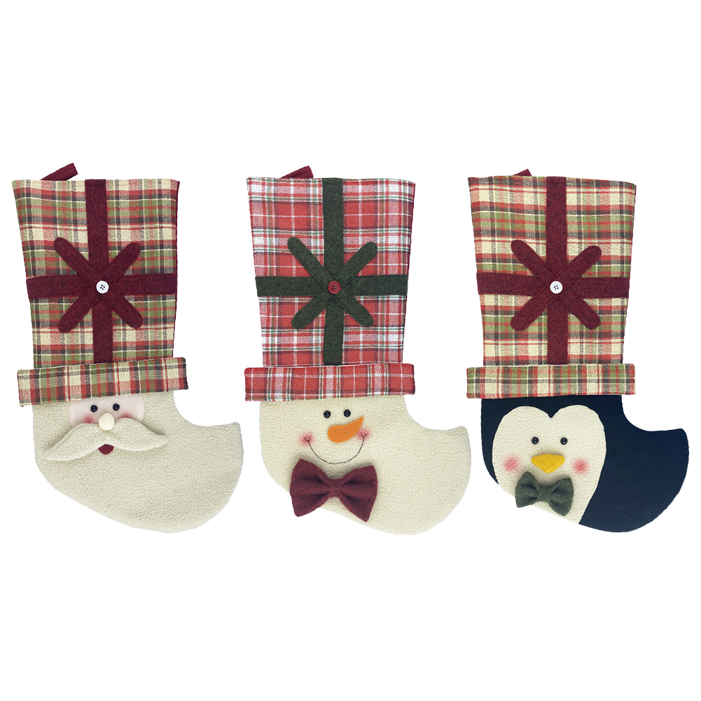 

Christmas Stockings Plaid Cartoon Socks Candy Bags Xmas Tree Party Ornament, Santa claus, 501 Original