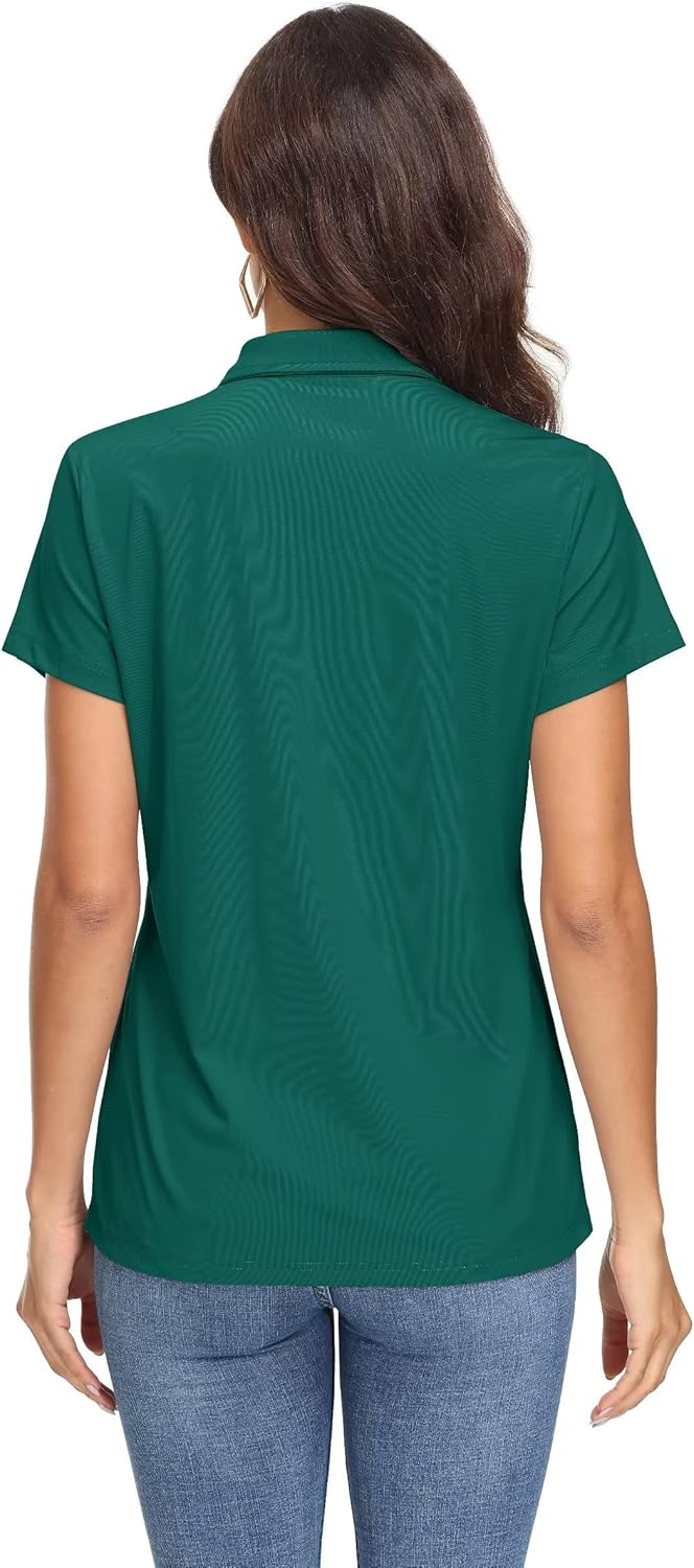 Women's Polo Shirts UPF 50+ Sun Protection 4 Buttons Casual Work Quick Dry Short Sleeve Collared Golf Shirt