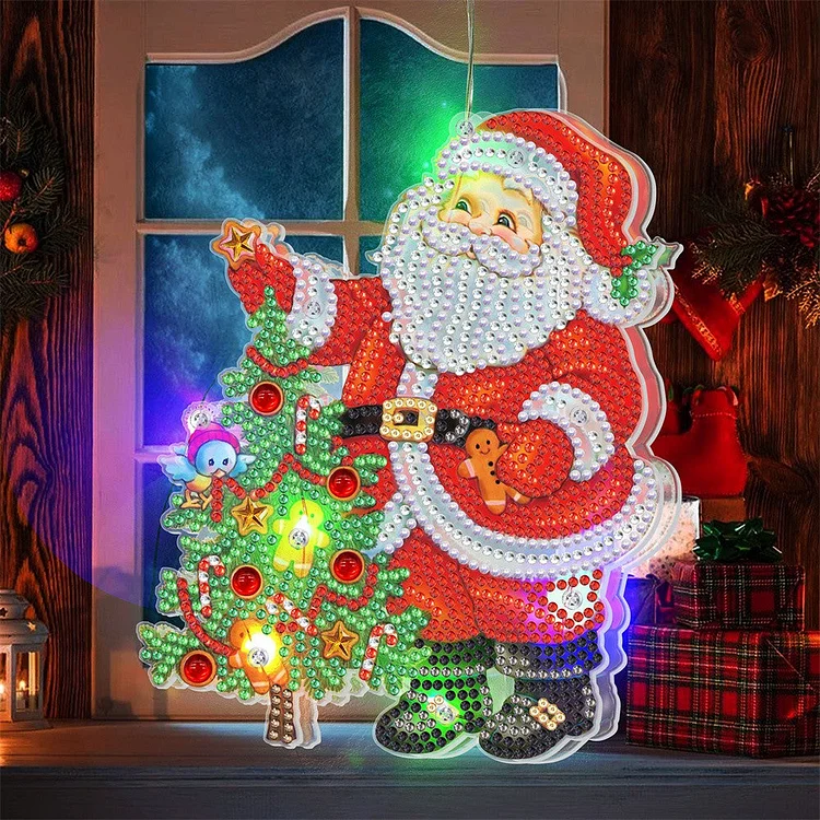 Christmas diamond decoration | Santa Claus | diy diamond sticker with lamp pendant