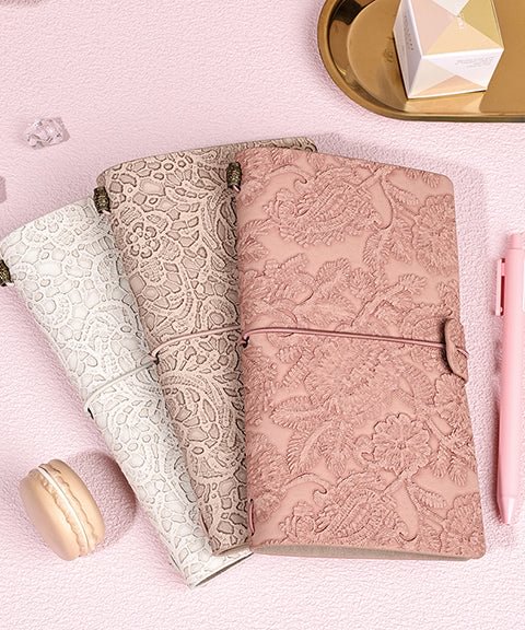 Lace Emboss PU Leather Bullet Journal-Himinee.com