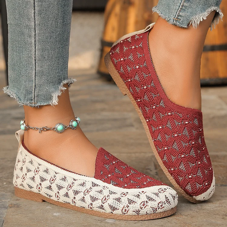 Hollow Breathable Casual Knitted Colour Block Shoes Size Large Radinnoo.com