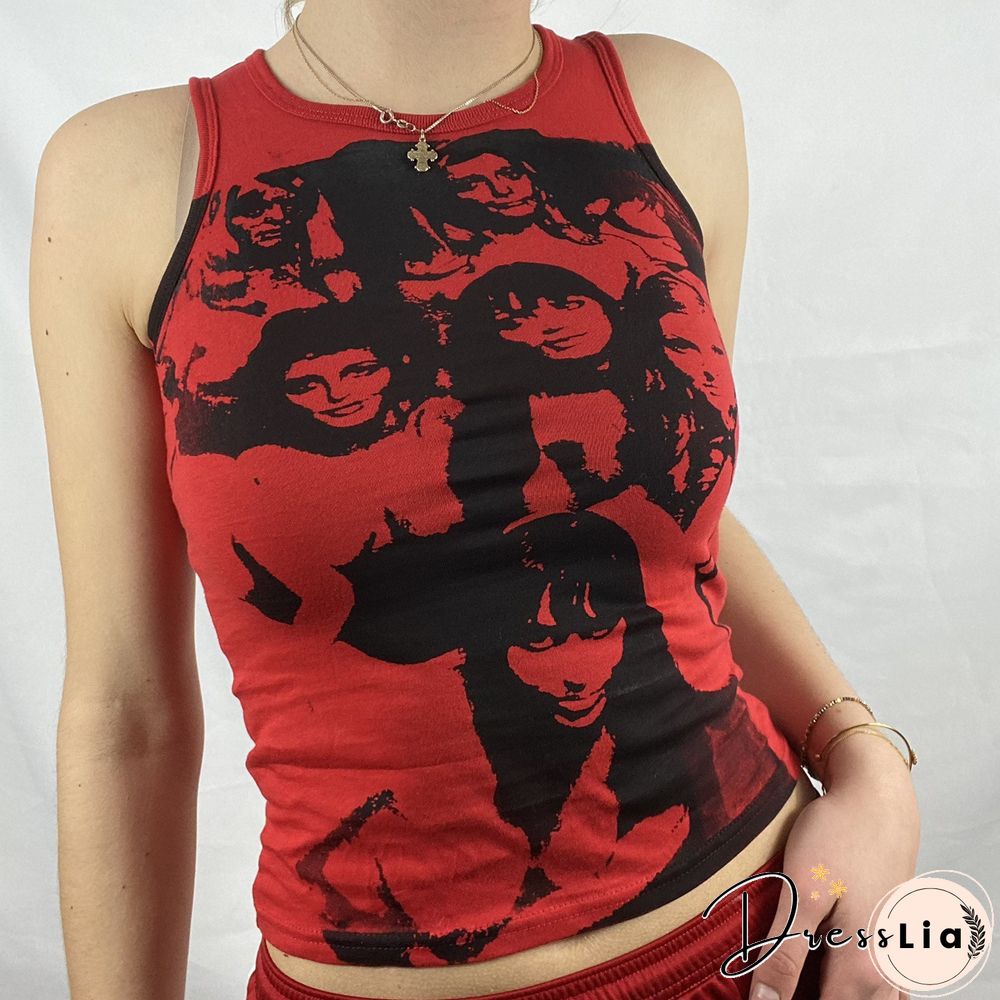 Vintage Girl Graphic Crop Tank Top