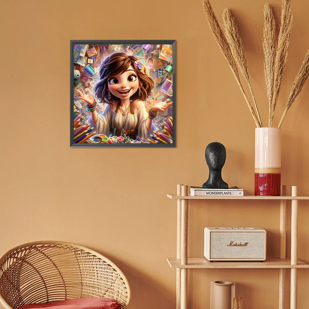 Full Round Diamond Painting 30*30cm - Girl