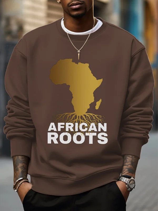 Men's Black History Month African Roots Print Casual Sweatshirt