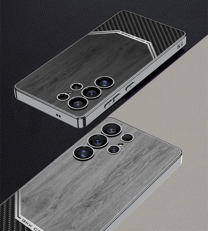 Samsung Electroplated Leather Wood Grain Men's Mobile Phone Case