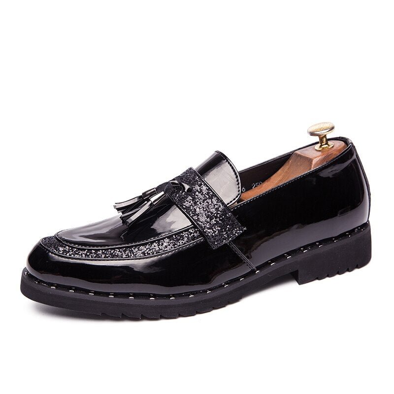 2021 New Fashion Men's Sequined Tassel Shoes Handmade Retro Comfortable Soft Non-slip Loafers Male Casual Leather Shoes 38-44