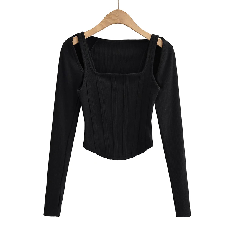 Ootddress Women Striped Stitching Slim T-shirt Female 2 In 1 Shrug Set Co-ord Crop Shrug And Corset Tank Tops Set Y2k Streetwear New