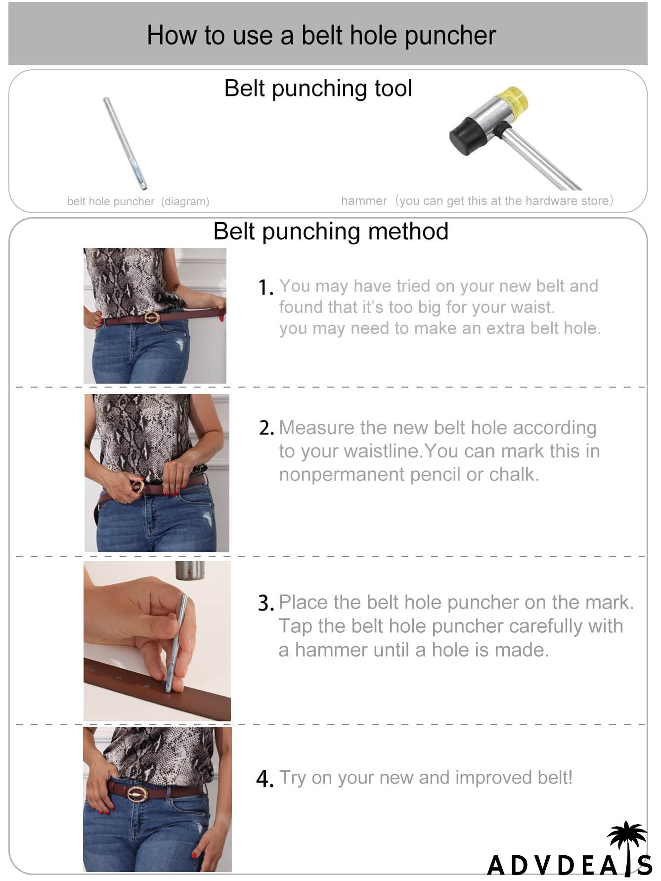 Butterfly & Floral Embossed Belt With Punch Tool