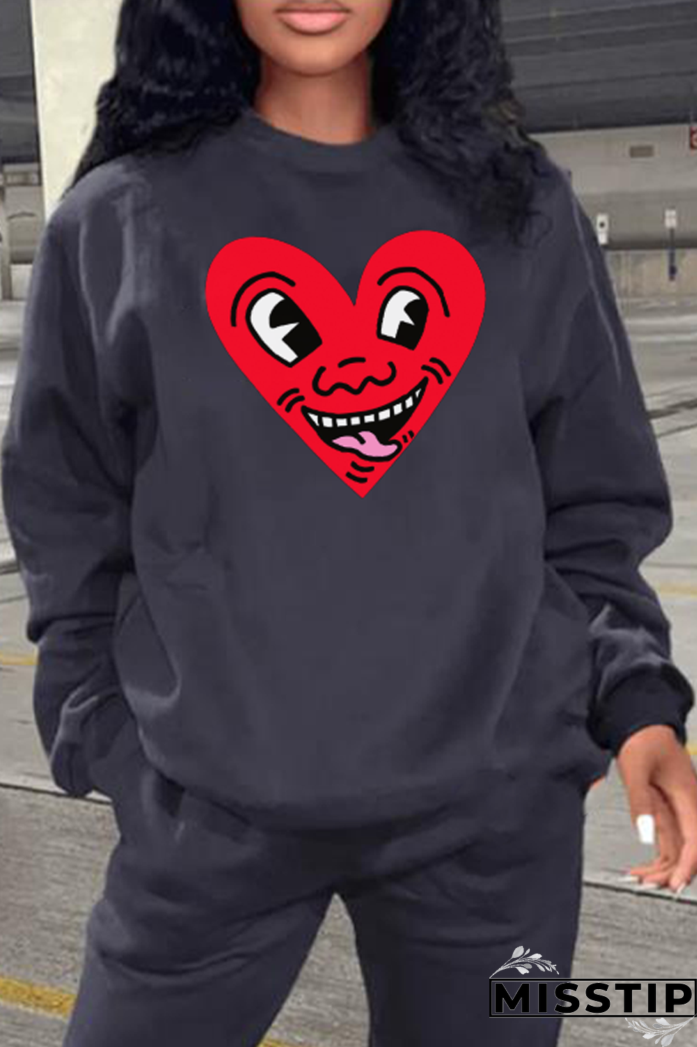 Black Casual Daily Print Patchwork O Neck Tops