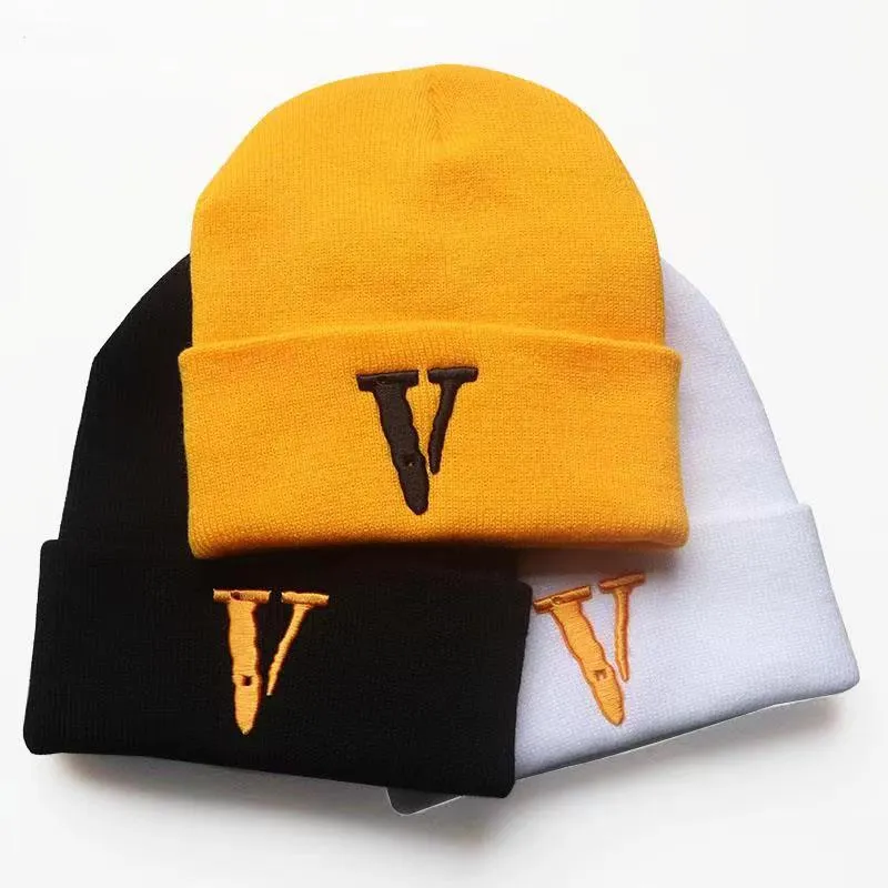 Letter V three-dimensional embroidery knitted Beanie Ski Hat Pullover hat