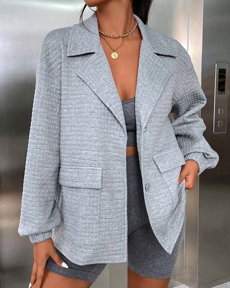 Grey woolen suit fashion women's coat
