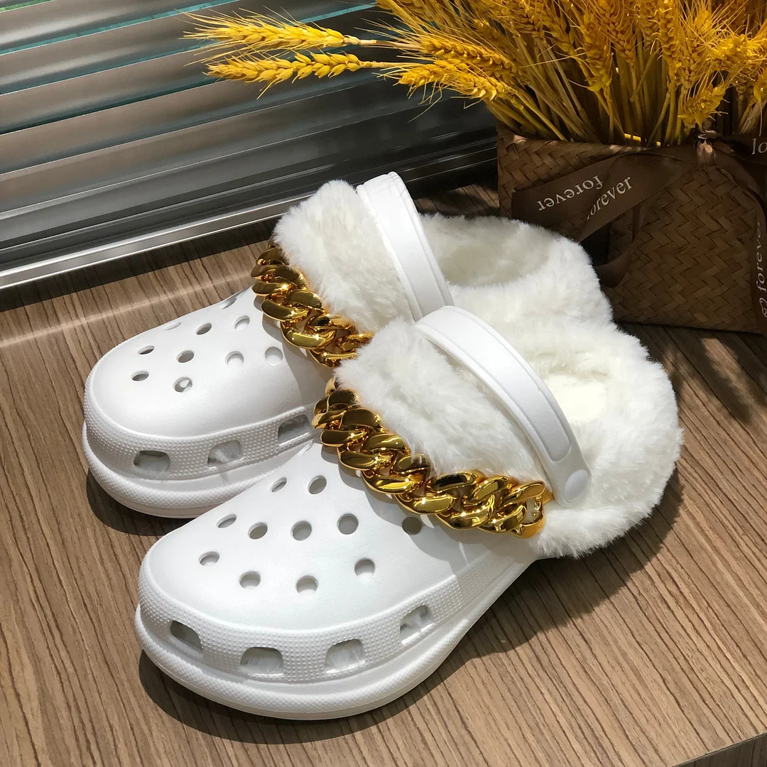 New Comfortable Summer Beach Ladies Winter Slippers Slides Footwear  Outdoor Wedges Platform Fur Slippers Garden Fluffy Shoes 515-1