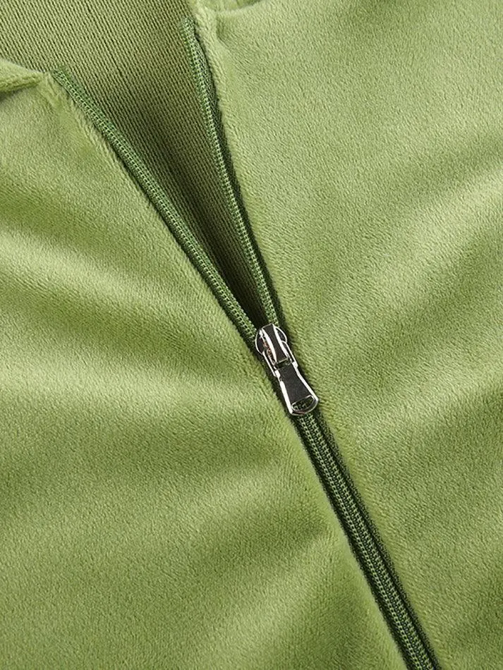 Brownm Velvet Zip Up Hoodie