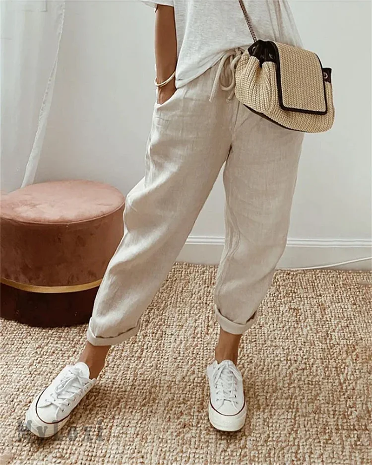 👖 60% DI SCONTO ! ✨ Pantaloni Casual in Cotone e Lino per Donna &ndash; Comodi e Leggeri, Perfetti per l&lsquo;Estate & Stile Effortless 🌞