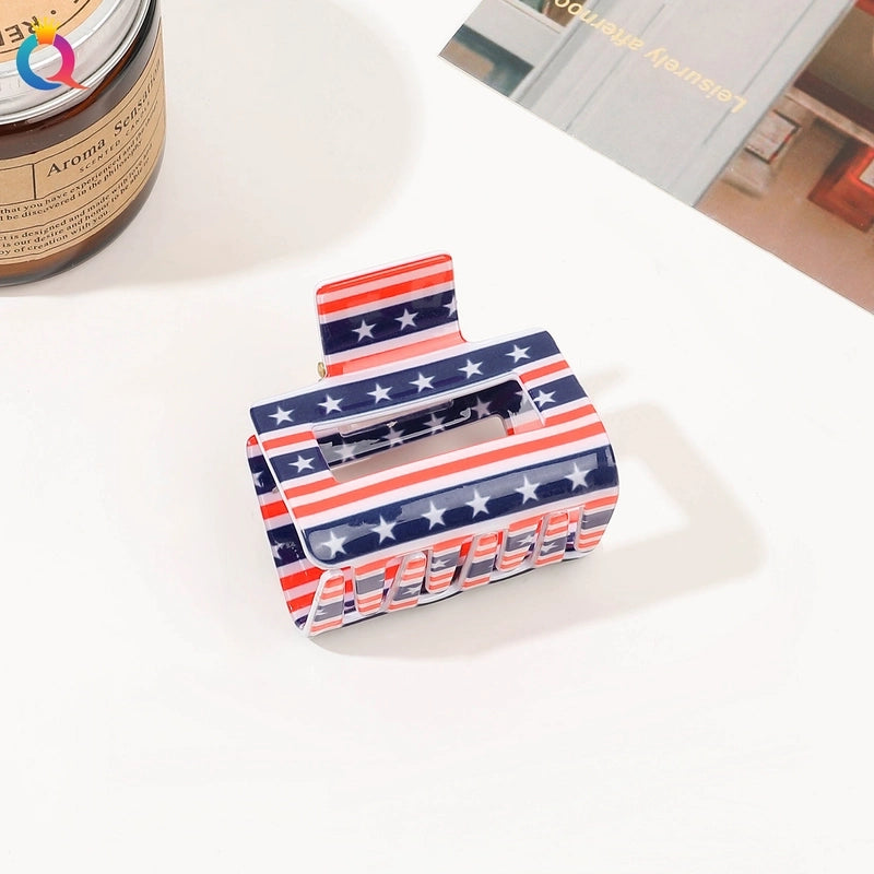 Women’s Casual Minimalist National Flag Arylic Hollow Out Hair Claws