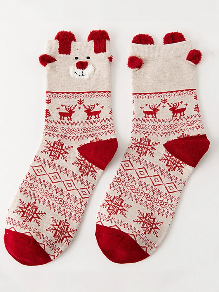 VChics Cute Christmas Reindeer Casual Knit Socks