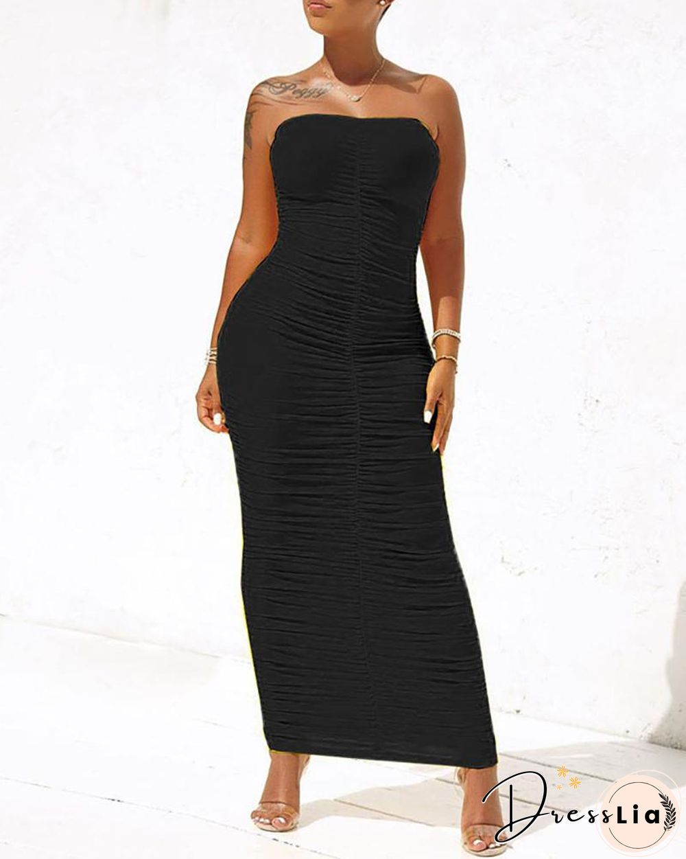 Bandeau Ruched Sleeveless Maxi Dress