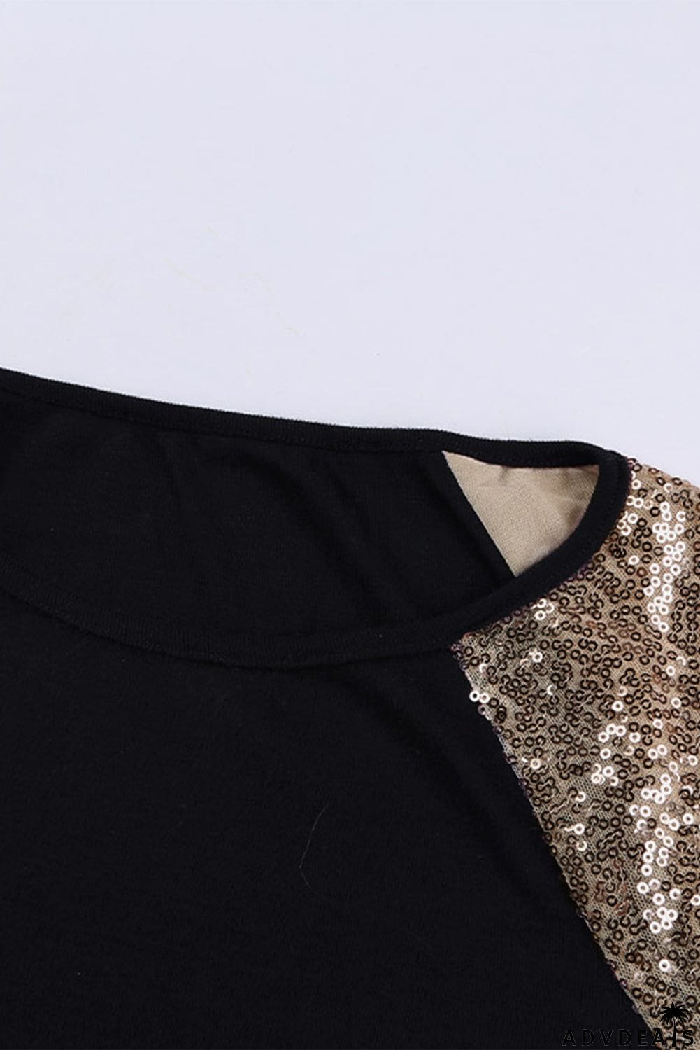 Sequin Shoulder Long Sleeve Top