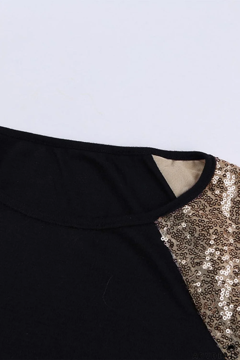 Sequin Shoulder Long Sleeve Top