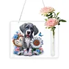 Acryl Hund und Blume Wandröhre Vase - 5d DIY Handwerk Anhänger