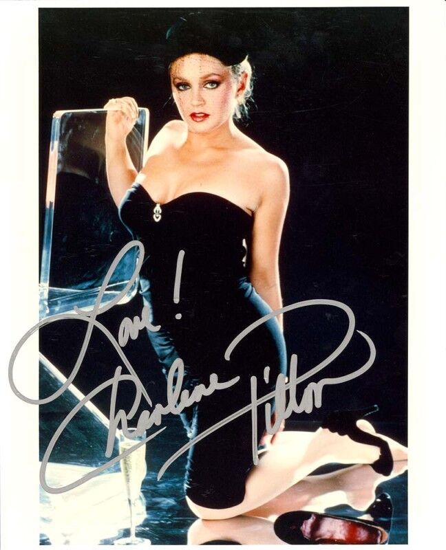 CHARLENE TILTON AUTOGRAPHED SIGNED 8X10 Photo Poster painting BLACK OUTFIT KNEELING