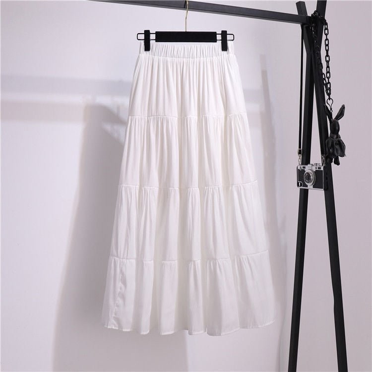 Midi Skirt for Women High Waisted Summer Autumn Long Pleated Skirt Black Femme Casual A-line Jupe Femme Winter Women Skirts 2020
