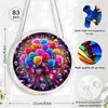 (18.5cm)DIY Acrylic Jigsaw Puzzle Window Hanging with Hanging Chain DIY Stained Glass Decoration Round Window Puzzle Decor for DIY Craft Project (Flower)