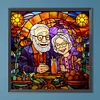 Diamond Painting-DIY Full Round Drill Stained Glass Elderly Couples(40*40 CM)