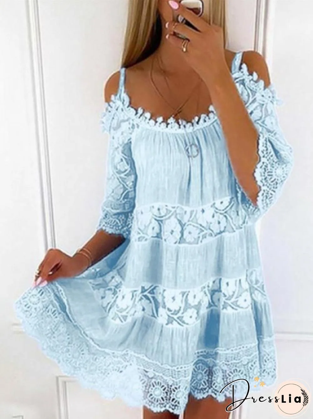 Elegant Embroidered Mini Dress Summer Women Fashion Half Sleeve O Neck Strap Off Shoulder Dress Casual Loose Solid Ladies Dress