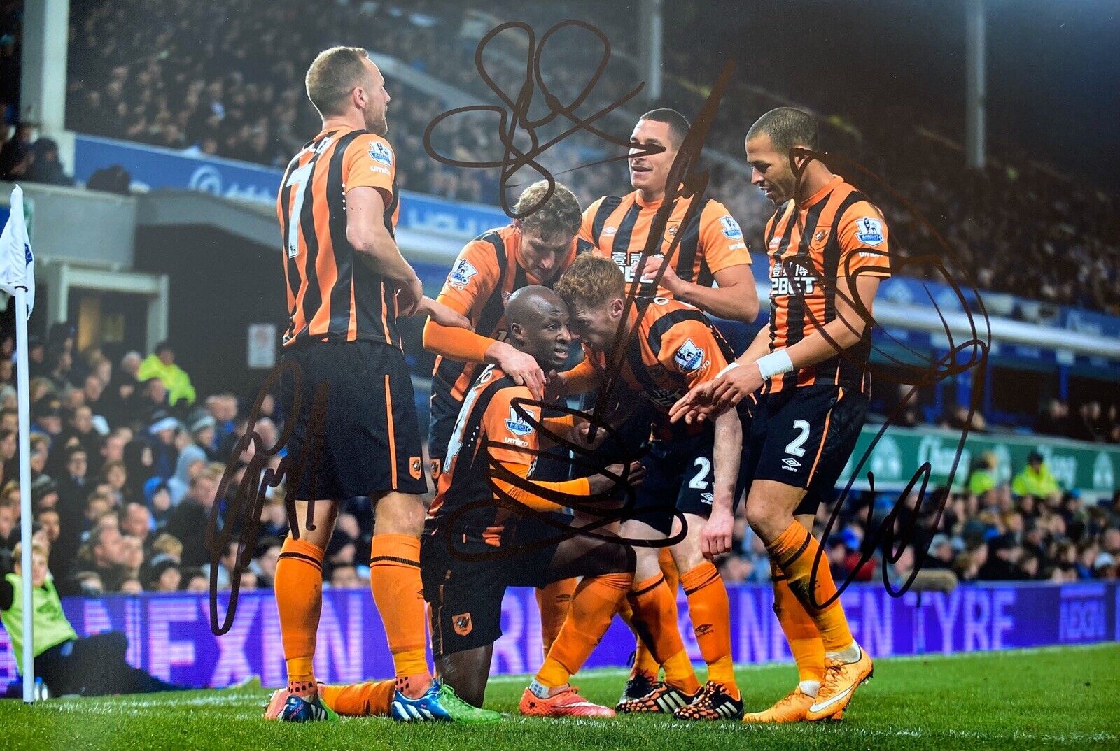 Aluko, Livermore, Quinn, Meyler, Jelavic & Rosenior Hand Signed Hull City Photo Poster painting