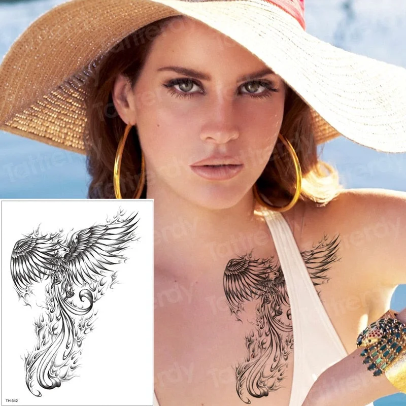 temporary tattoo sheet tatoo temporary stickers angel wing tattoos girl sexy thigh arm tattoo black sleeve tatto boys men decal