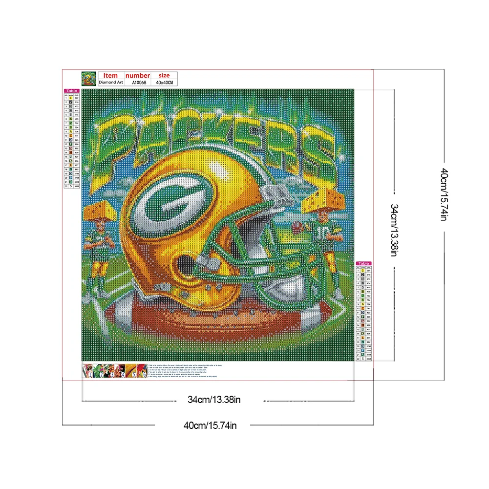 Diamond Painting - Full Round Drill - Green Bay Packers Helmet(Canvas|40*40cm)