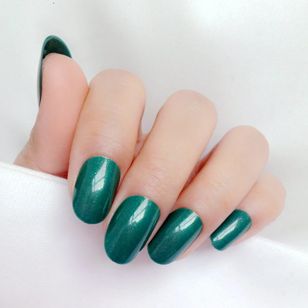 24Pcs Shiny Nude Oval Fake Nails For Children Natural Artificial Press On False Nails DIY Finger Tip Manicure Tools-Nail Inspo